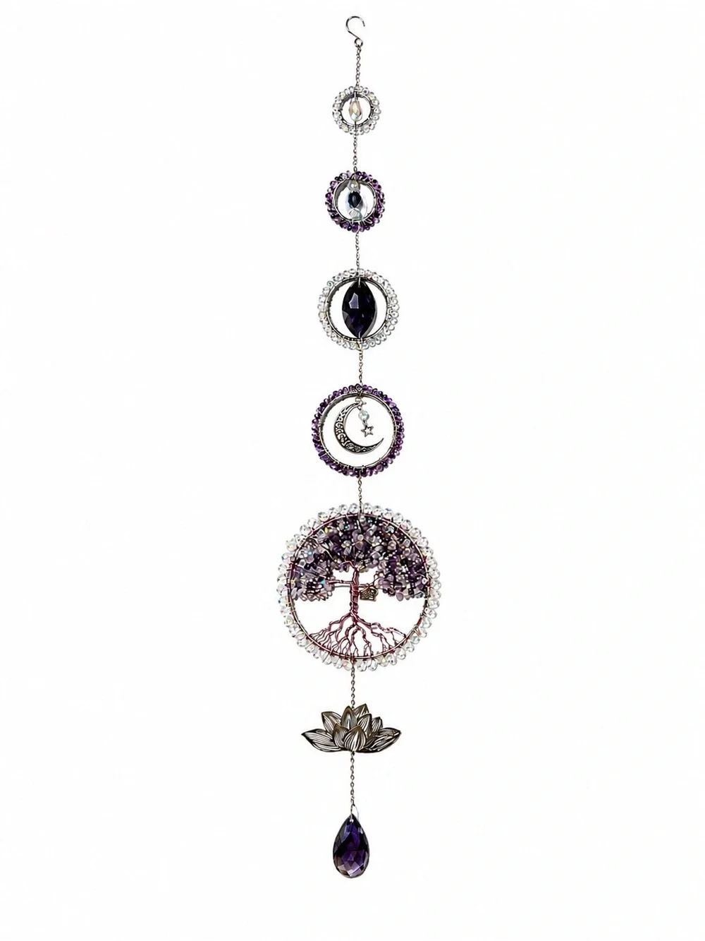 Purple Lotus Crystal Tree of Life Sun Catcher